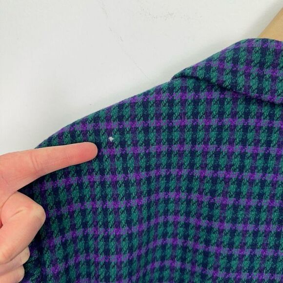 Pendleton Women’s Single Button Green Purple Houndstooth Navy Shell Blazer Jacke - Picture 5 of 11